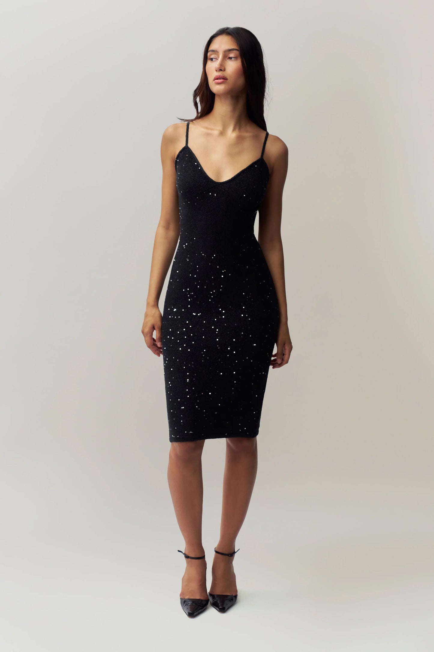 Guizio Amelia Sequin Knit Dress Black