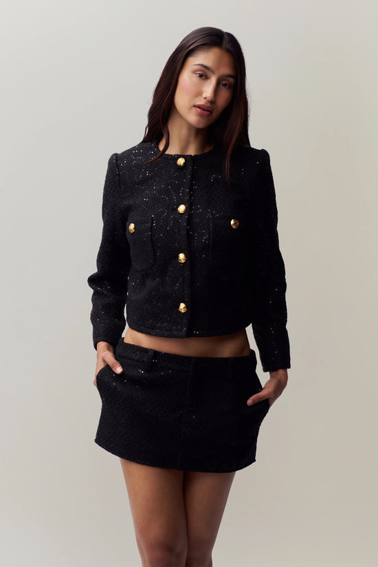 Guizio Bela Tweed Mini Skirt Black