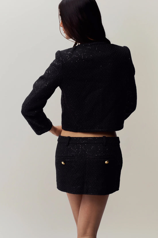 Guizio Bela Tweed Mini Skirt Black