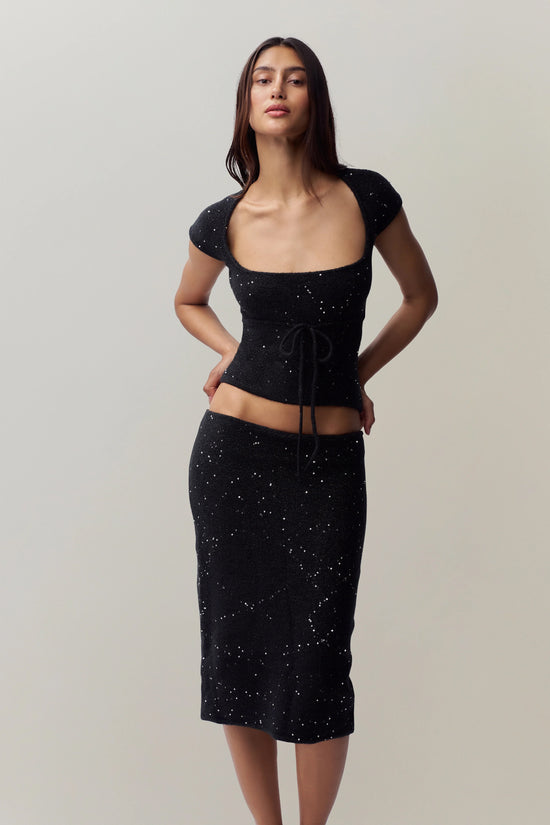 Guizio Miki Sequin Knit Skirt Black