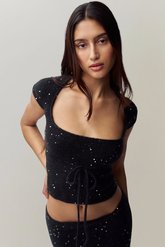 Guizio Miki Sequin Knit Top Black