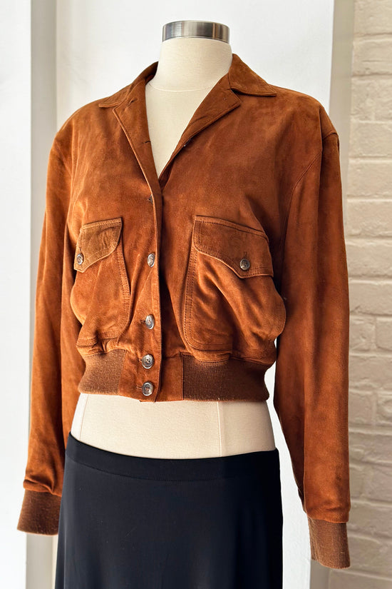 Rare Vintage Ralph Lauren Chestnut Suede Bomber Jacket