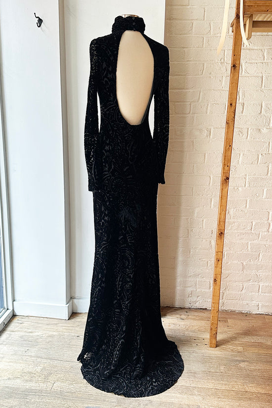 Rare Vintage Ralph Lauren Velvet Devore Backless Gown