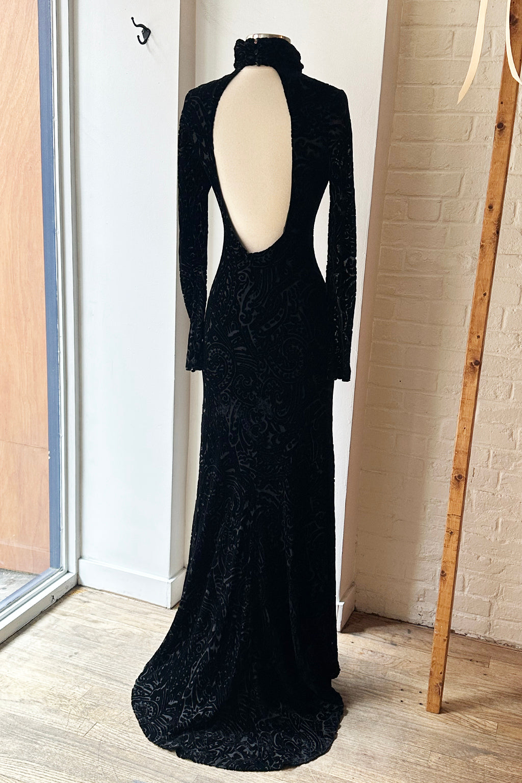 Rare Vintage Ralph Lauren Velvet Devore Backless Gown