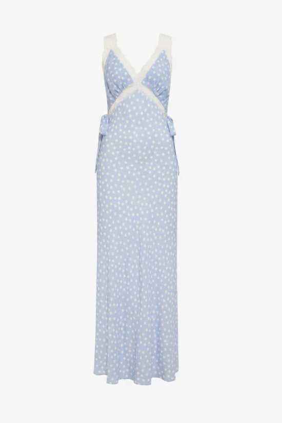 Rumored Dolly Midi Dress Blue Ditsy Dot