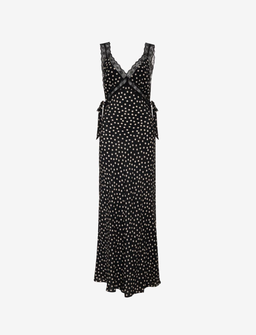 Rumored Dolly Midi Dress Black Ditsy Dot