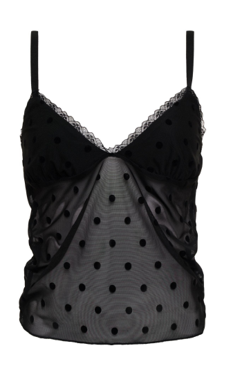 Bella Venice Gigi Top Black Polka Dot Mesh