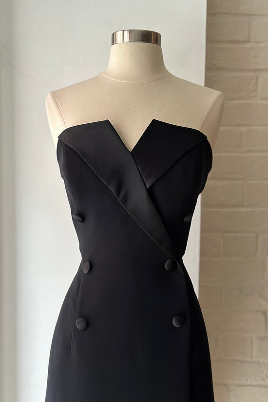 Vintage 90s Strapless Tuxedo Dress