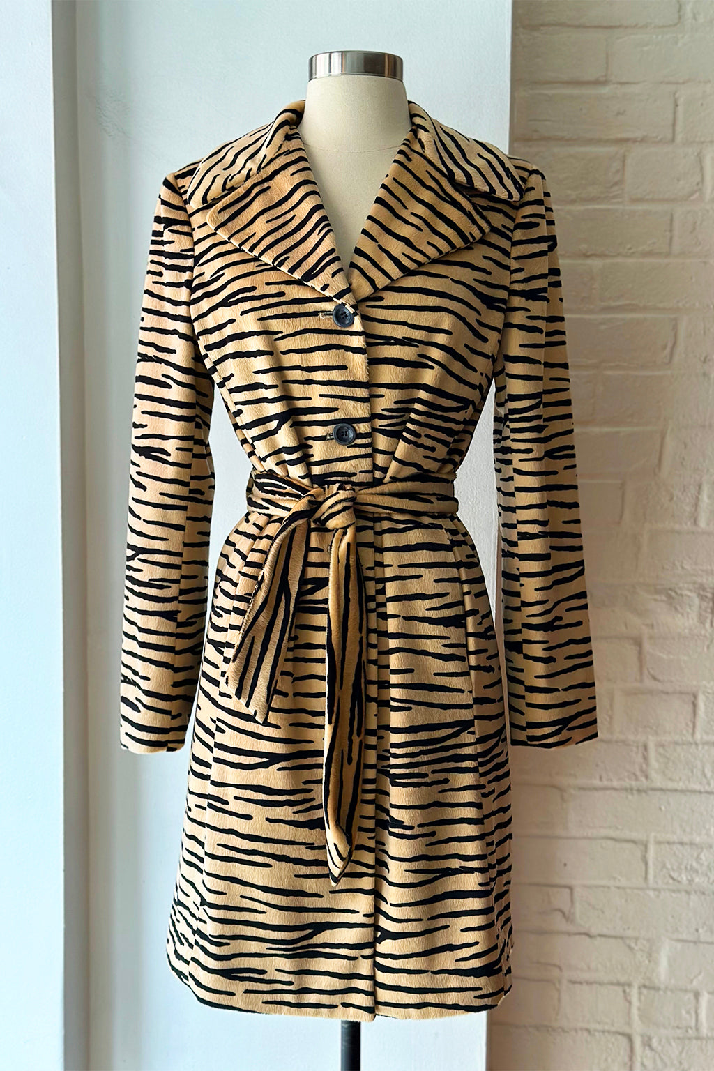 Vintage 90s Tiger Print Trench Coat