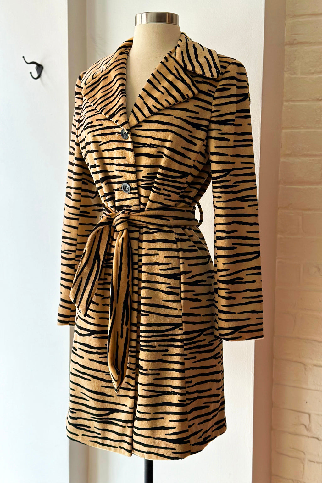 Vintage 90s Tiger Print Trench Coat