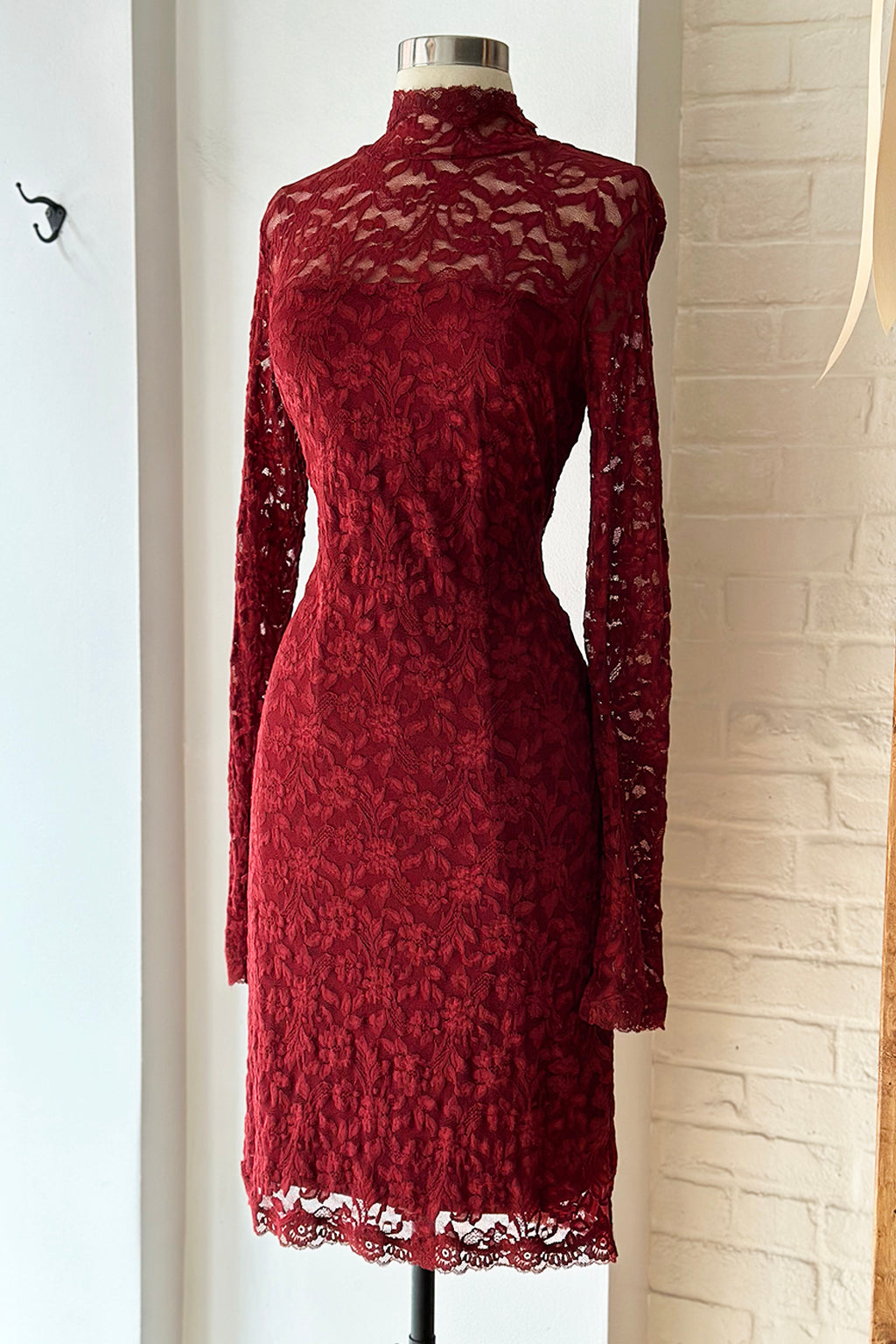 Vintage Deadstock Y2K Merlot Lace Open Back Dress