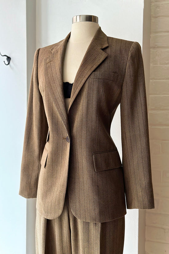 Vintage Ralph Lauren Brown Pinstripe Wool Blazer