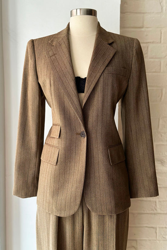 Vintage Ralph Lauren Brown Pinstripe Wool Blazer