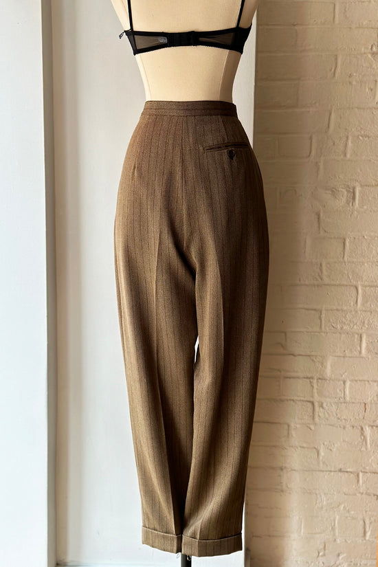 Vintage Ralph Lauren Brown Pinstripe Wool Trousers