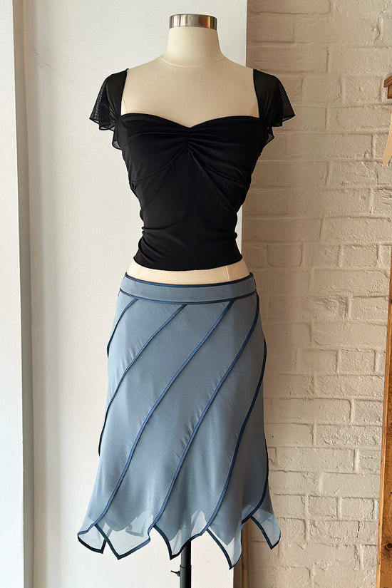 Vintage Y2K Bleu Silk Asymmetric Skirt