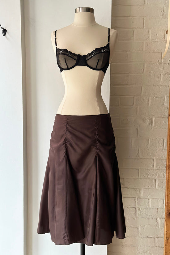 Vintage Y2K Chocolate Silk Midi Skirt