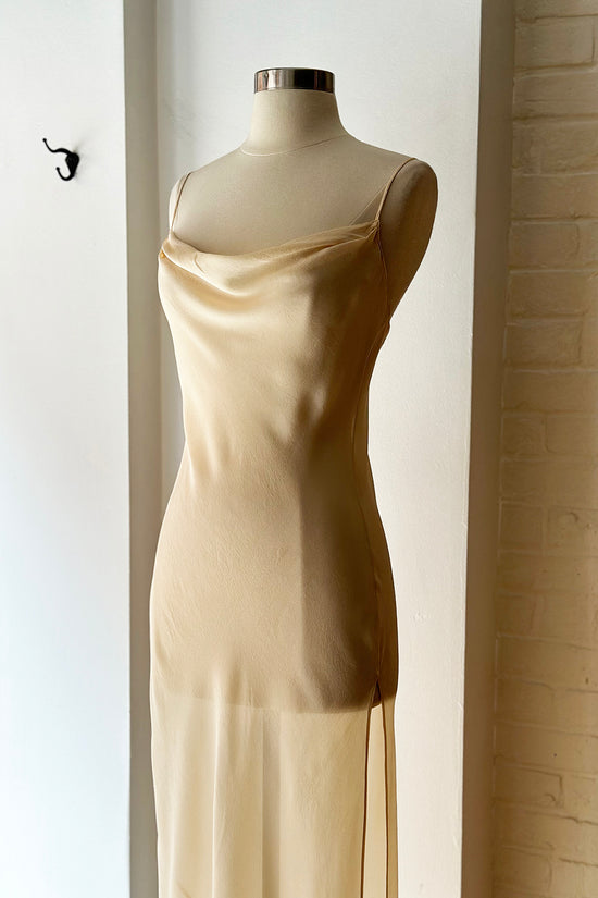 Vintage Y2K Victoria's Secret Nude Silk Chiffon Slip Dress