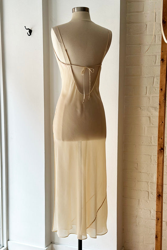 Vintage Y2K Victoria's Secret Nude Silk Chiffon Slip Dress