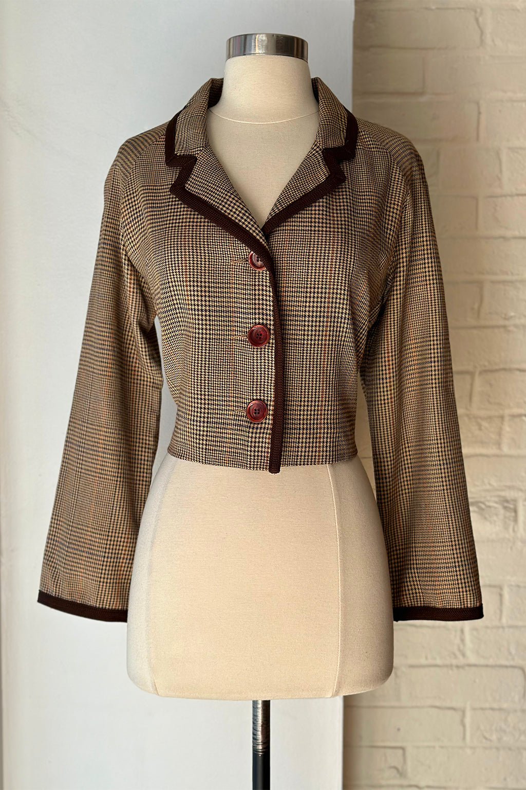 Vintage 90s Crop Houndstooth Blazer