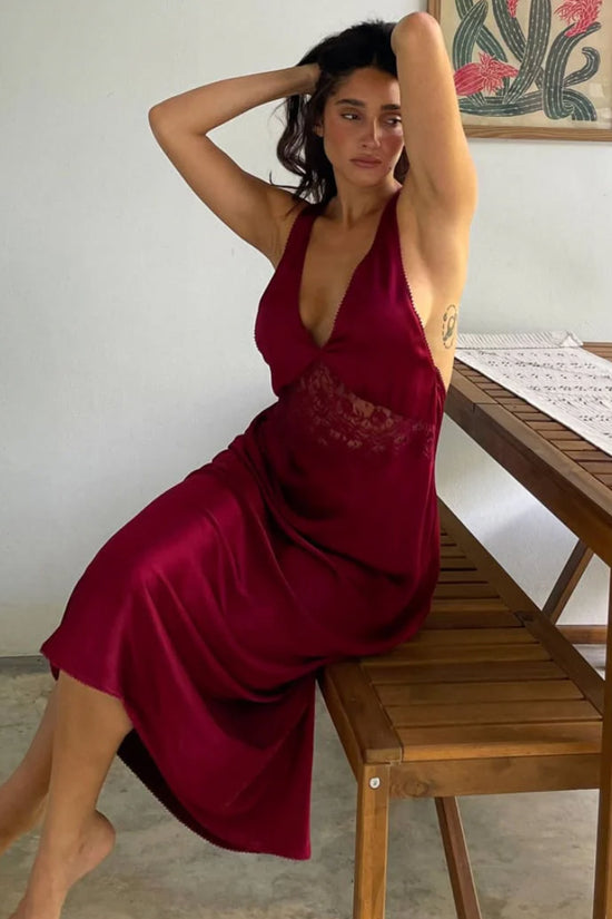 Rumored Vanity Midi Dress Merlot